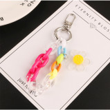 Creative Acrylic Chain Car Keychain Pendant Color Opening Ring Can be Assembled Couple Personalized Bag Decoration