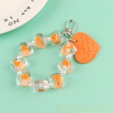 Creative Love Bracelet Keychain Pendant Letter Leather Love Permeability Peach Heart Accessories Personality Bag Accessories