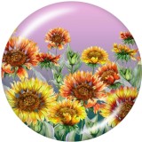 20MM  Sunflower  Flag  USA  Print   glass  snaps buttons