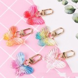 Colorful butterfly keychain sweet and cute acrylic butterfly car remote keychain female bag pendant