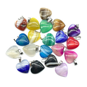 Agate Love Pendant Heart Shaped Color Mixed Color Agate Stone Love Pendant