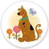 20MM  Cartoon  Dog  BUS  Print  glass  snaps buttons