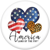 20MM Peace Love Independence Day  MOM USA  Print  glass  snaps buttons