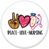 20MM Nurse  love  Print  glass  snaps buttons