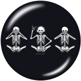 20MM  Halloween  Music  skull  Print  glass  snaps buttons
