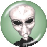 20MM  alien  skull  Print   glass  snaps buttons