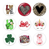 Painted metal 20mm snap buttons charms  love Print