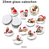 10pcs/lot  Christmas  Cat Dog  glass picture printing products of various sizes  Fridge magnet cabochon