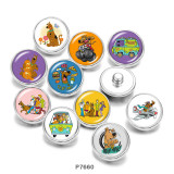 20MM  Cartoon  Dog  BUS  Print  glass  snaps buttons