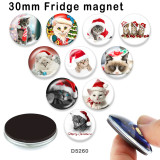10pcs/lot  Christmas Cat Dog  glass picture printing products of various sizes  Fridge magnet cabochon