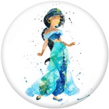 20MM Cartoon  princess  Print  glass  snaps buttons
