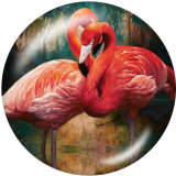 20MM  Flamingo LOVE  Print   glass  snaps buttons Beach