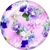 20MM  Pretty  Flower  Print   glass  snaps buttons
