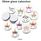 10pcs/lot   Unicorn  glass picture printing products of various sizes  Fridge magnet cabochon