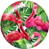 20MM  Flamingo  Print   glass  snaps buttons LOVE