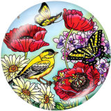 20MM  Flower  Butterfly  Print   glass  snaps buttons