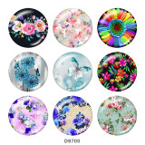 20MM  Pretty  Flower  Print   glass  snaps buttons