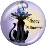 20MM Halloween  Cat  Print   glass  snaps buttons