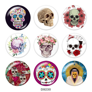 20MM Halloween  skull  Print   glass  snaps buttons