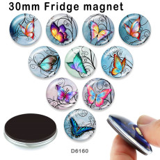 10pcs/lot   Butterfly  Dragonfly  glass picture printing products of various sizes  Fridge magnet cabochon