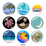 20MM   Beach Ocean   Print   glass  snaps buttons
