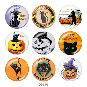 20MM Halloween  Cat  Print   glass  snaps buttons