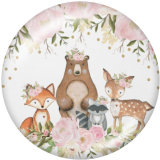 20MM  Deer  Print   glass  snaps buttons