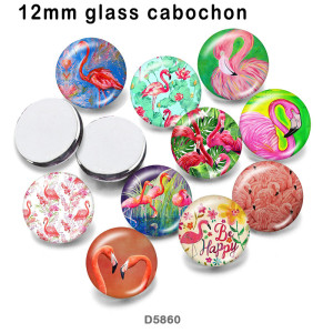 10pcs/lot   Flamingo   glass picture printing products of various sizes  Fridge magnet cabochon