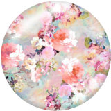 20MM  Pretty  Flower  Print   glass  snaps buttons