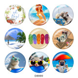 20MM  Beach  Ocean  Print   glass  snaps buttons