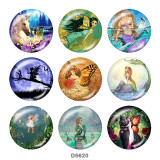 20MM  Unicorn  Dragonfly  mermaid  Print   glass  snaps buttons