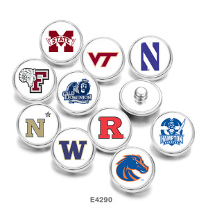 20MM  NCAA School Team  Print   glass  snaps buttons