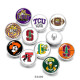 20MM  NCAA School Team  Print   glass  snaps buttons