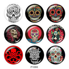 20MM  Halloween  skull  Print   glass  snaps buttons