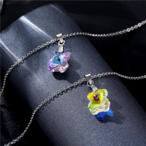 Bear Necklace Female Stainless Steel Crystal Clavicle Necklace Stainless Steel  50CM Chain  necklace for women