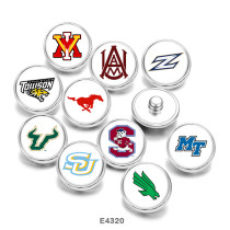 20MM  NCAA School Team  Print   glass  snaps buttons