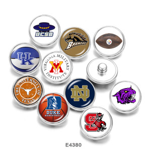 20MM  NCAA School Team  Print   glass  snaps buttons