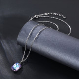 Crystal rectangular necklace Stainless Steel  50CM Chain