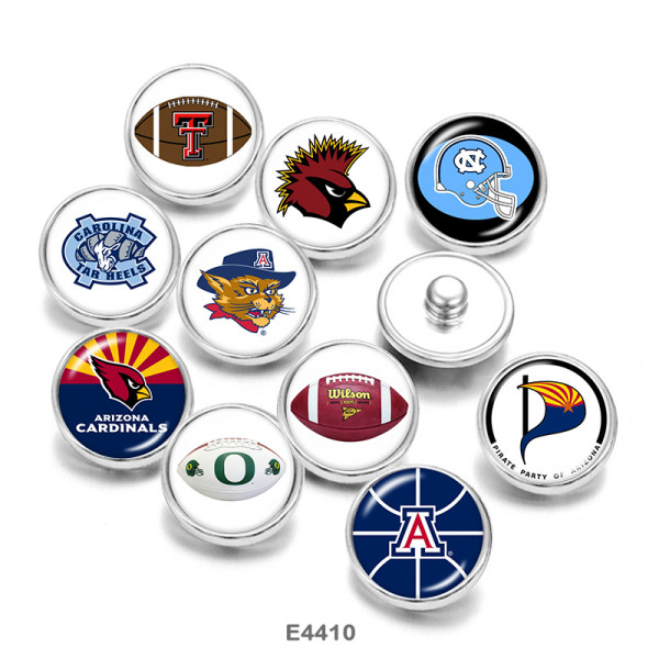 20MM  NCAA School Team  Print   glass  snaps buttons