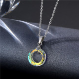 Ring Crystal Pendant Stainless Steel Short Necklace Stainless Steel  50CM Chain