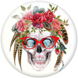 20MM  Halloween  skull Print   glass  snaps buttons