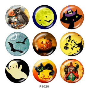 20MM  Halloween  Print   glass  snaps buttons