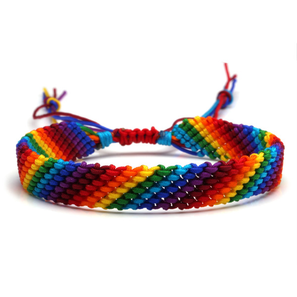 LGBT Cross-stitch thread bohemian rainbow color braided friendship bracelet ethnic style durable hand rope braided bracelet