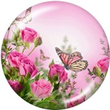 20MM  Feather  Flower  Butterfly Print   glass  snaps buttons