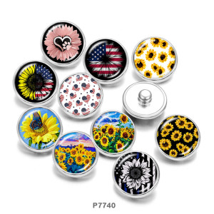 20MM   Flower  Butterfly  USA  Print   glass  snaps buttons