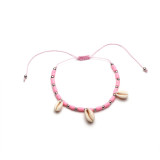 White shell pink soft pottery anklet bracelet environmental protection fashion cord