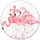 20MM  Unicorn  Flamingo  Print   glass  snaps buttons