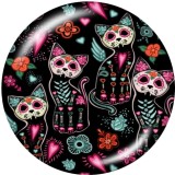 20MM  Cat  Print   glass  snaps buttons