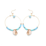 Conch Eco-friendly Soft Pottery Crystal Bead Hook Earrings