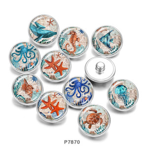 20MM Beach Ocean  sea turtle   Print   glass  snaps buttons